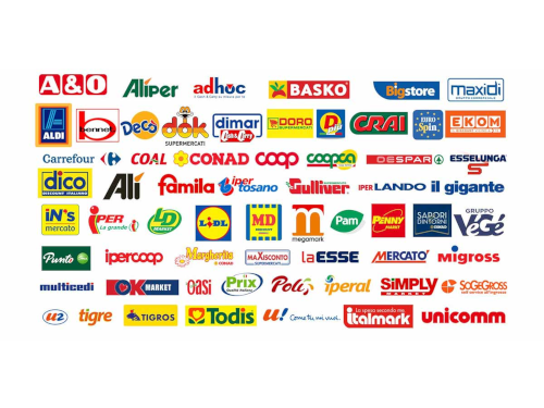 GDO: SAIT, DAO, CONAD, EUROSPIN, SISA, CEDI, MULTICEDI, TODIS, ABBONDANZA, MEGAMARK, CRAI, PAC2000, CARREFOUR, BENNATI, PAC2000A E ALTRI